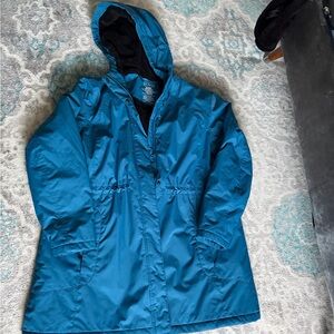 LL Bean Winter Warmer Coat Women's Teal Fleece Lined Hooded Jacket Size 2X Reg
